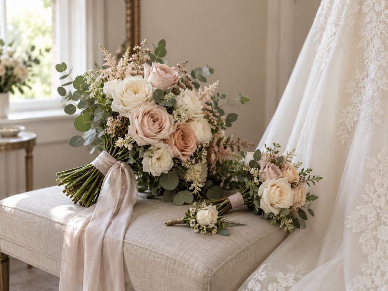 Start with the bouquet Floral design by Aisle and Stem